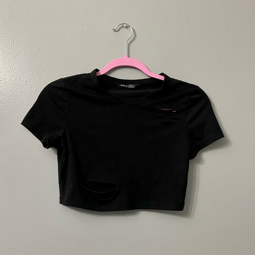 Semi-Distressed Crop Tee
